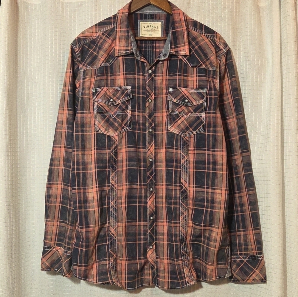 BKE Buckle Vintage 1967 Western Pearl Snap Shirt Size XXL